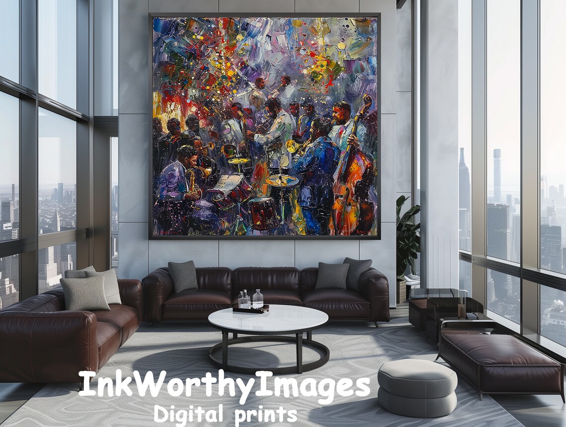 Jazz Band, Dynamic Musician Painting - Image 4