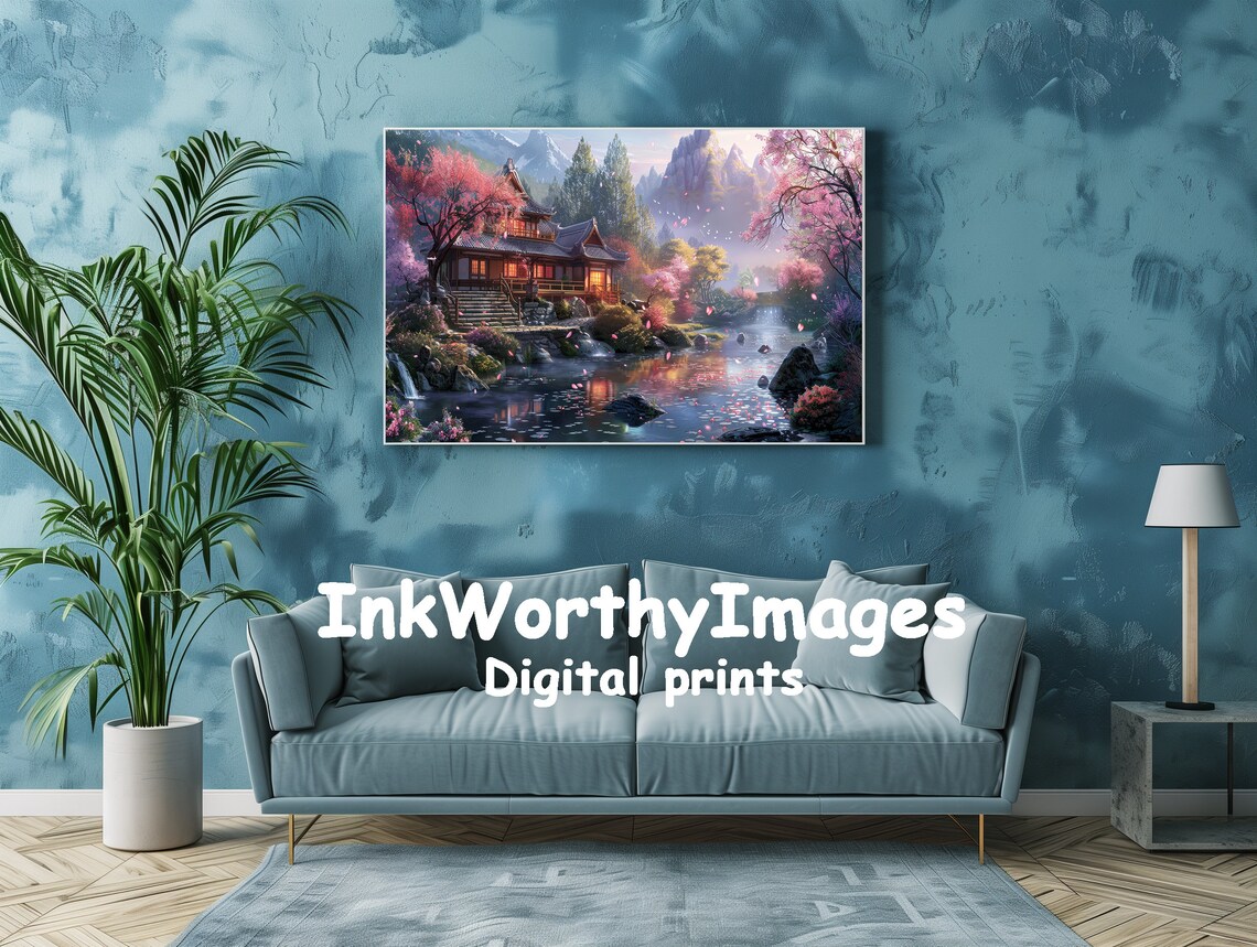 Japanese Cherry Blossom Garden, Serene Mountain Retreat - Image 2