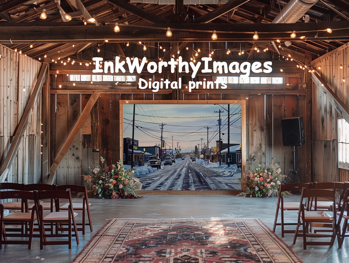 Small Town Winter Street Scene, Christmas Village - Image 6