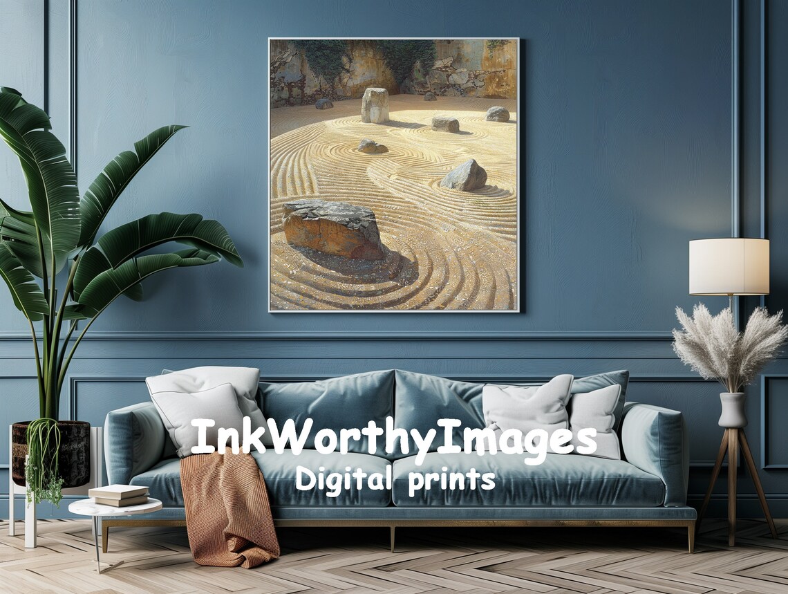 Zen Garden Landscape, Japanese Rock Garden Art - Image 3
