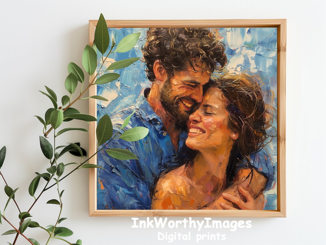 Romantic Couple Art, Love And Happiness Portrait - Image 3