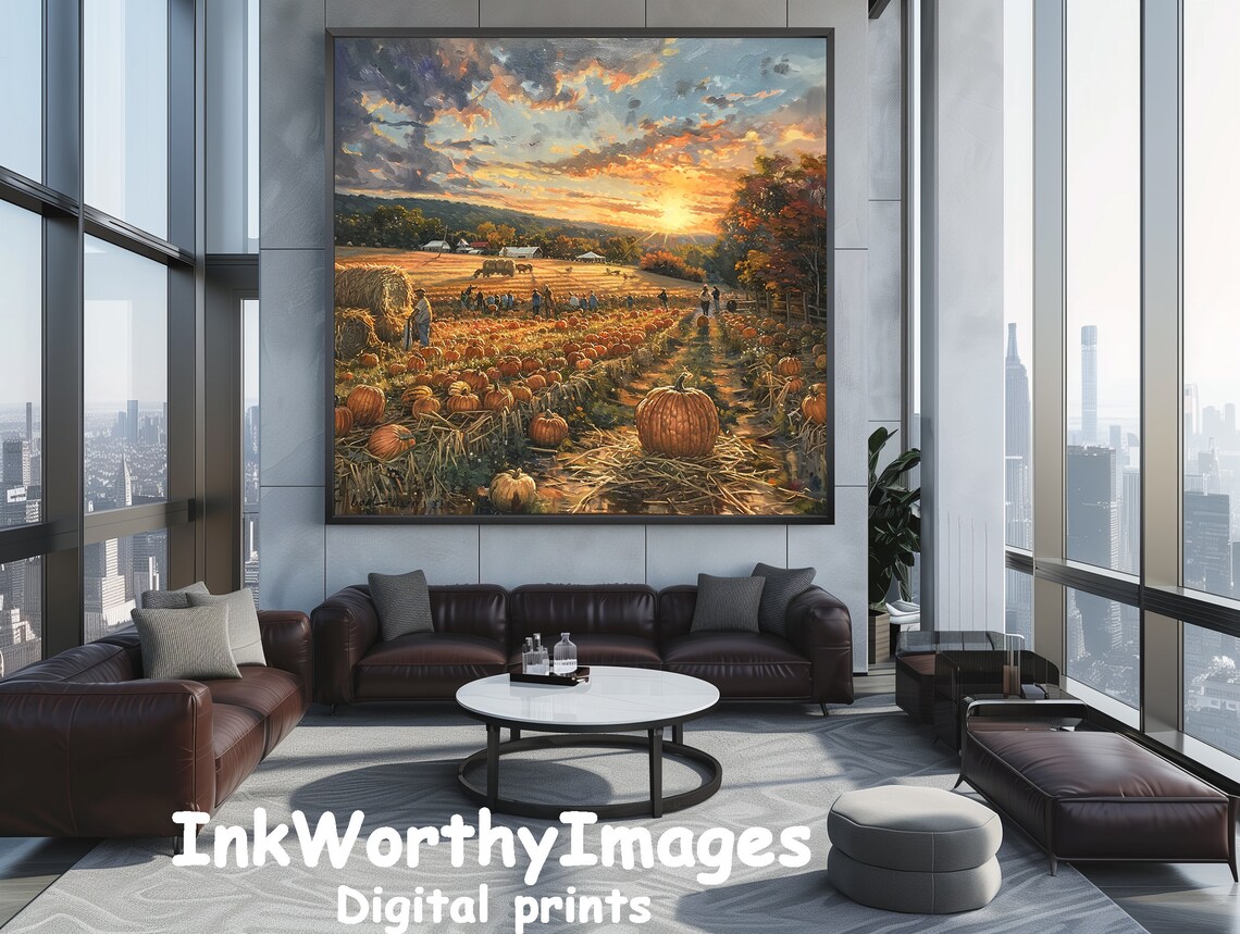 Autumn Harvest Sunset Pumpkin Patch Rustic Farm Life Art Print - Image 6