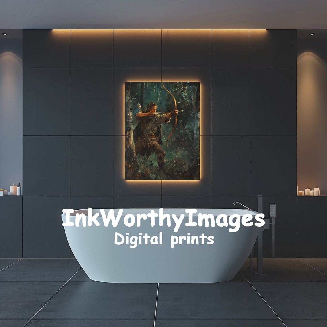 Medieval Archer Painting, Fantasy Warrior Decor - Image 4