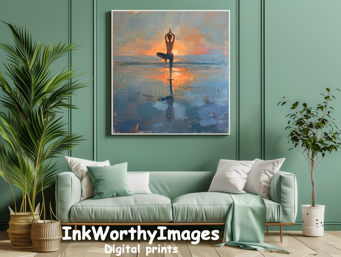 Sunset Yoga Art Print, Serene Meditation Decor - Image 4