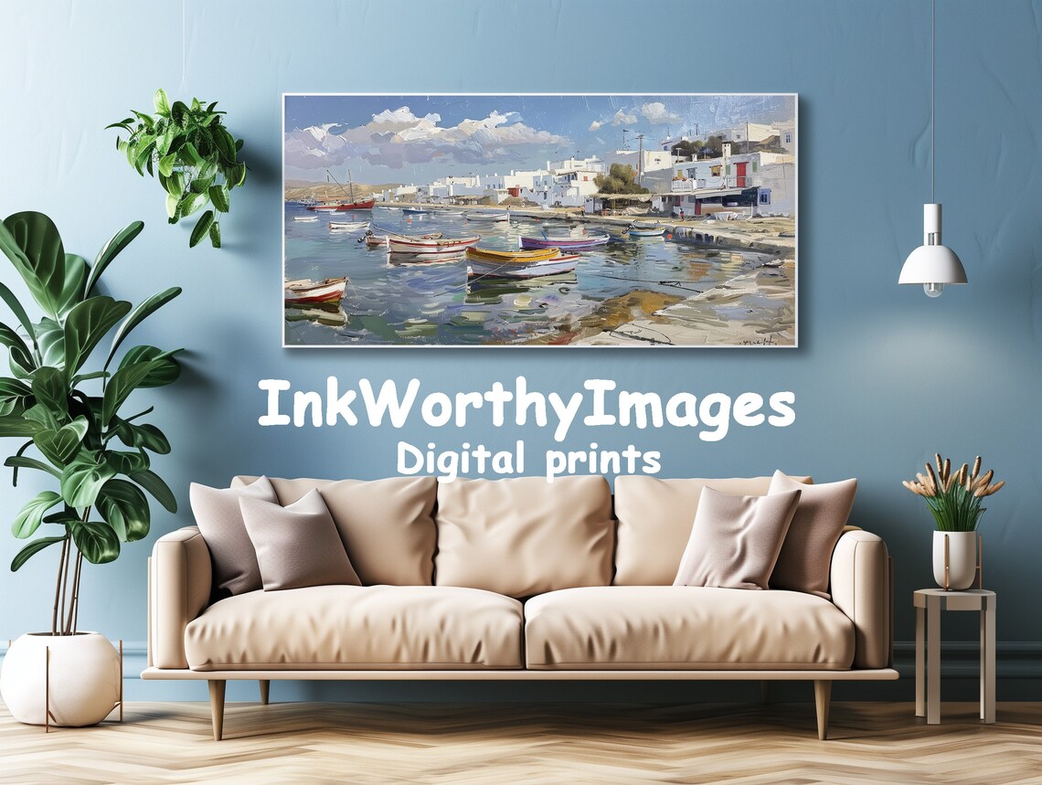 Greek Fishing Village, Mediterranean Seaside Landscape - Image 4