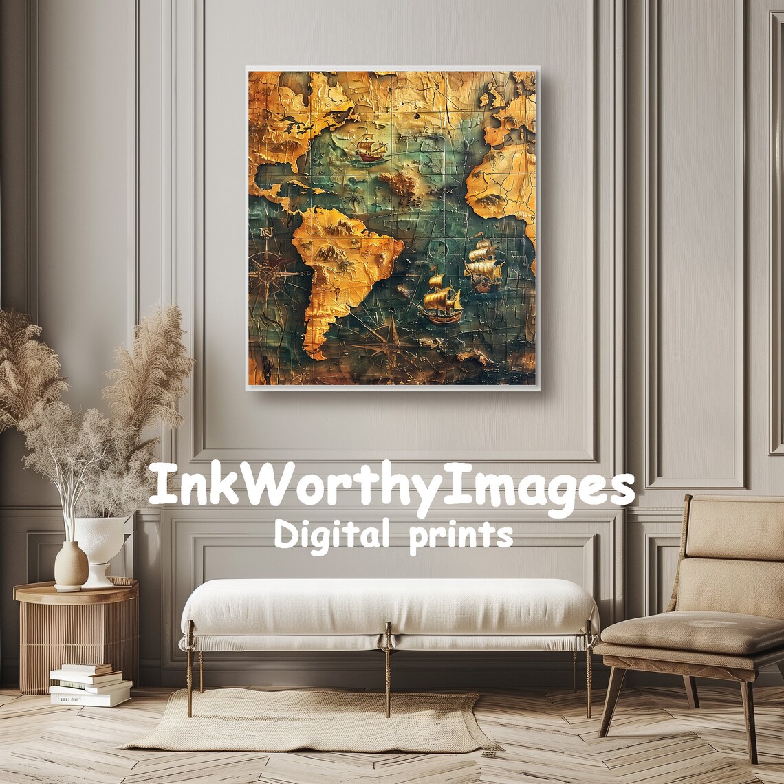 Vintage World Map Poster, Antique Nautical Map - Image 6