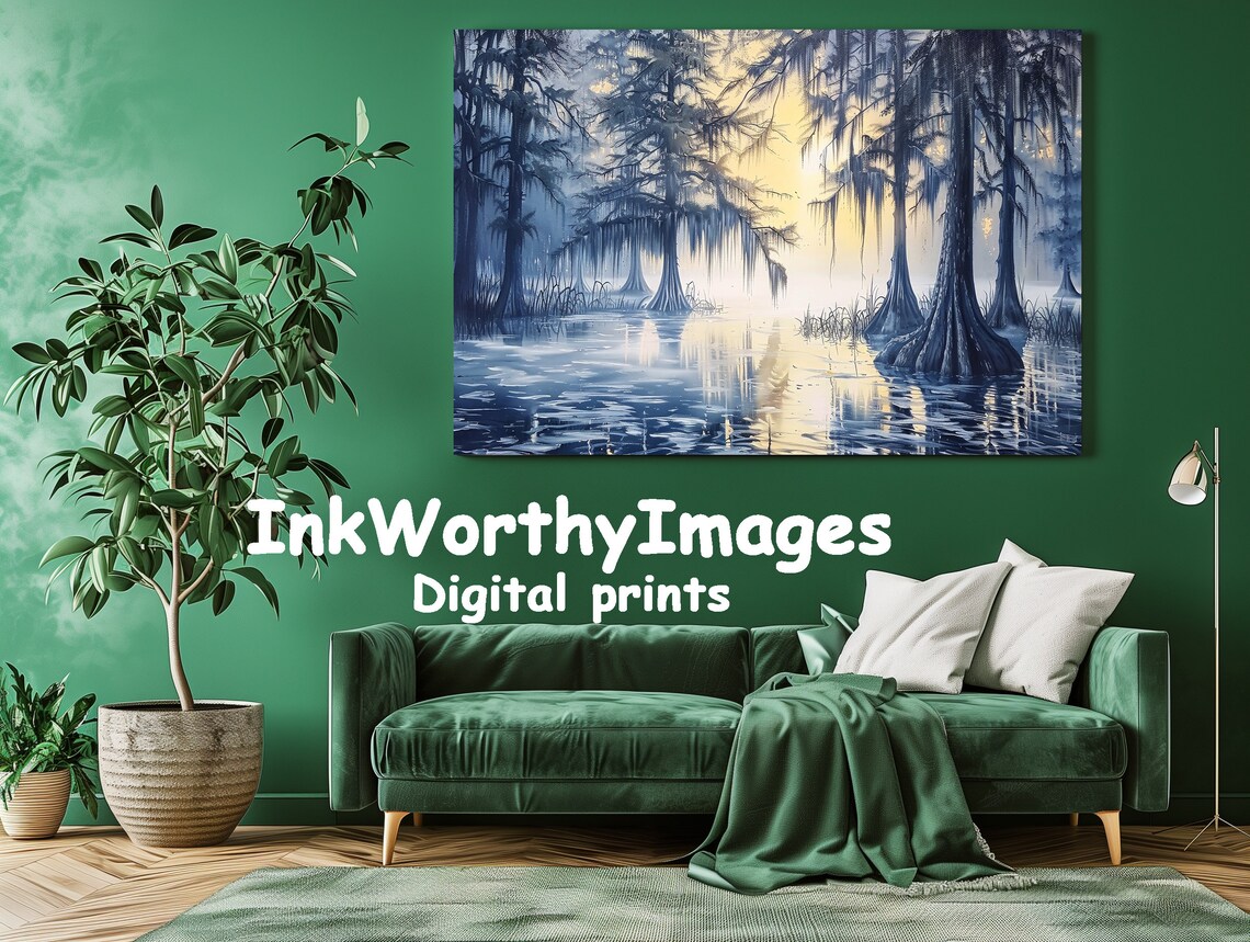Misty Cypress Swamp, Enchanted Wetlands Art Print - Image 3