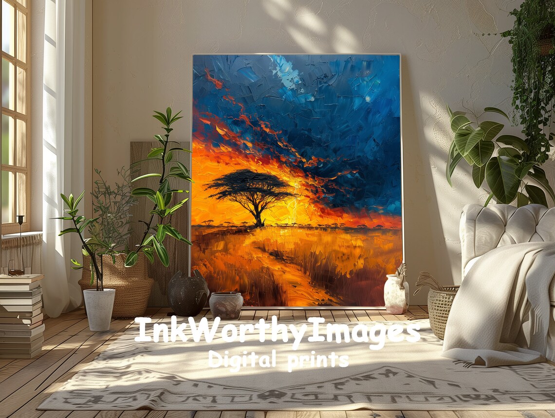 Sunset In The Savannah, African Landscape Painting - Image 5