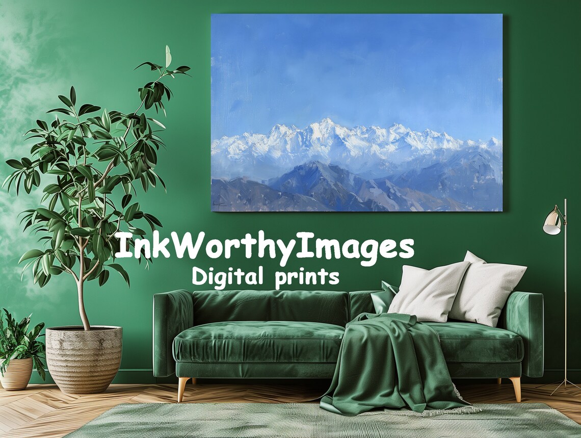 Snow Capped Mountain Peaks, Majestic Highlands Art Print - Image 3