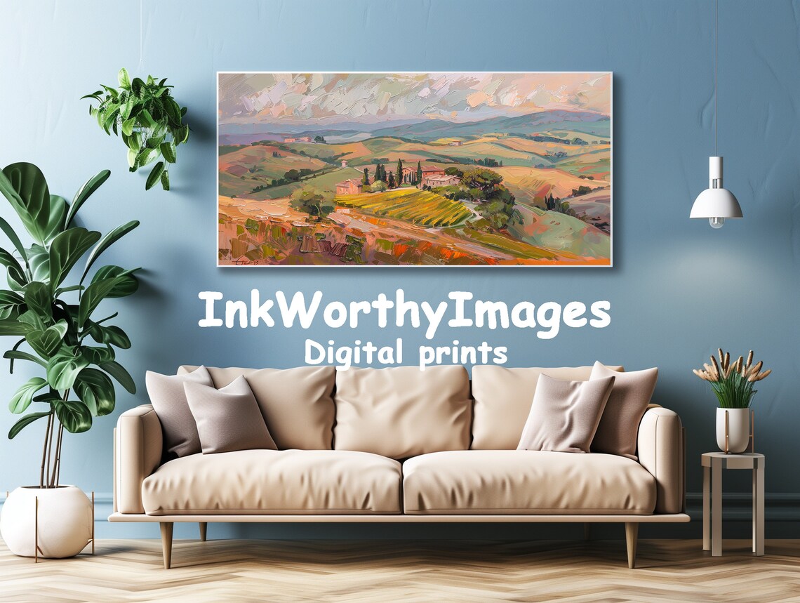 Tuscan Countryside Art Print, Vibrant Landscape Painting - Image 4