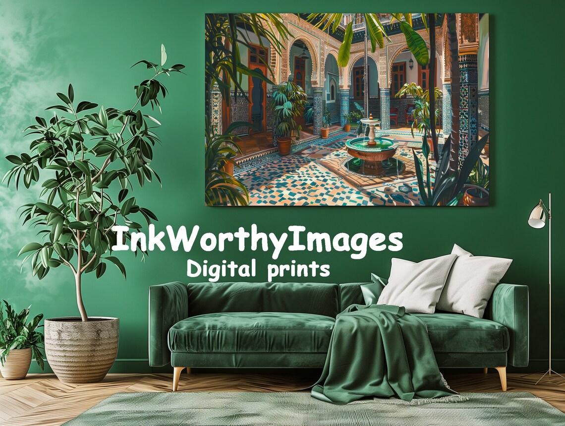 Moorish Courtyard Garden, Andalusian Patio Scene - Image 2