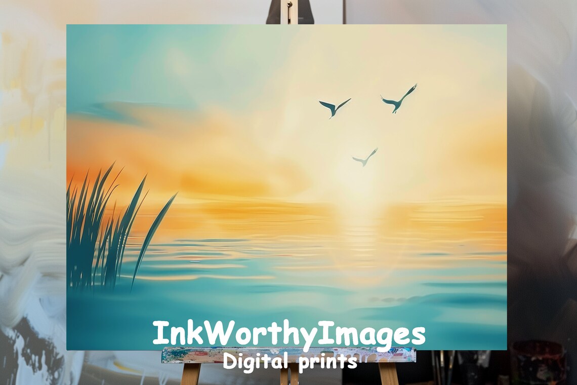 Sunset Over Tranquil Waters, Serene Seascape