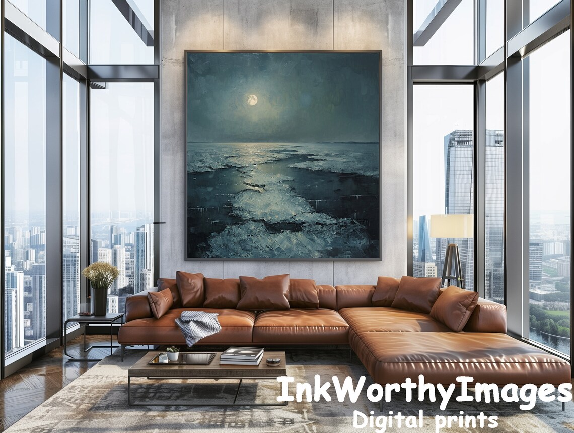 Moonlit Seascape Art Print, Serene Coastal Night - Image 5