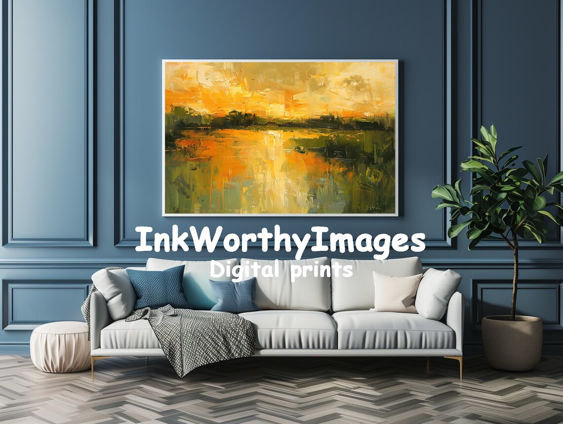 Abstract Sunset Landscape, Vibrant Modern Decor - Image 4