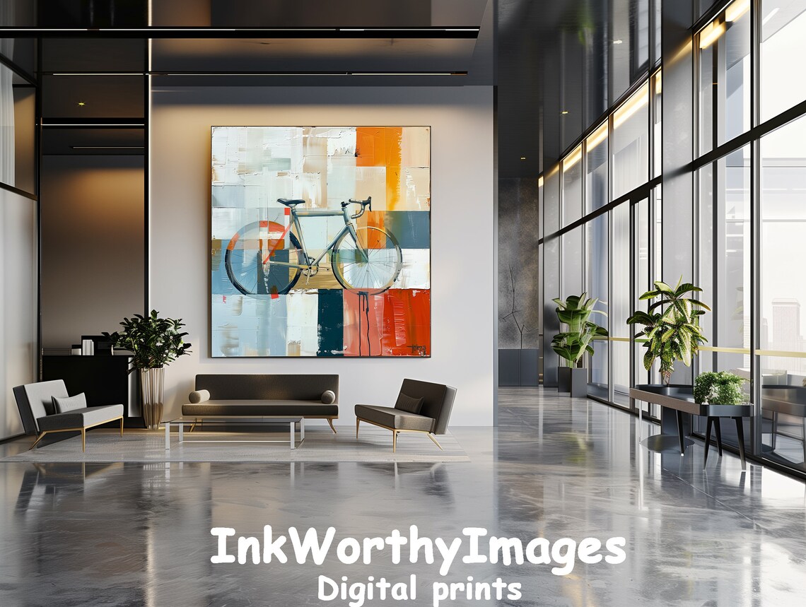 Colorful Bicycle Painting, Modern Abstract Art - Image 5