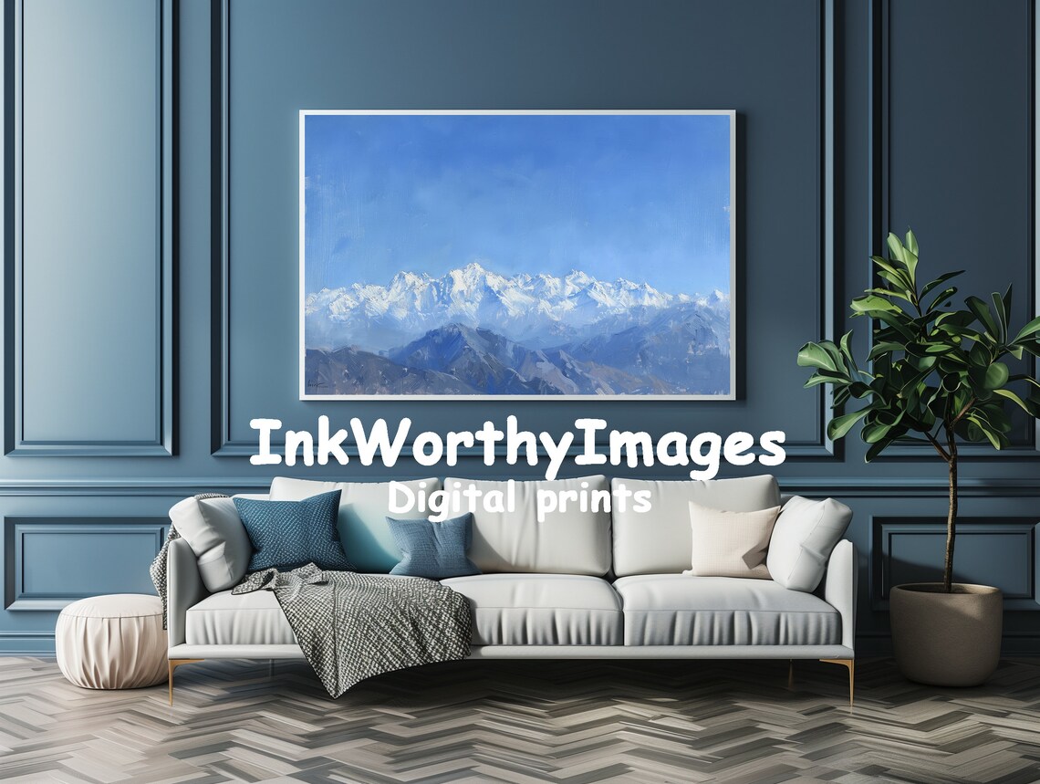 Snow Capped Mountain Peaks, Majestic Highlands Art Print - Image 4