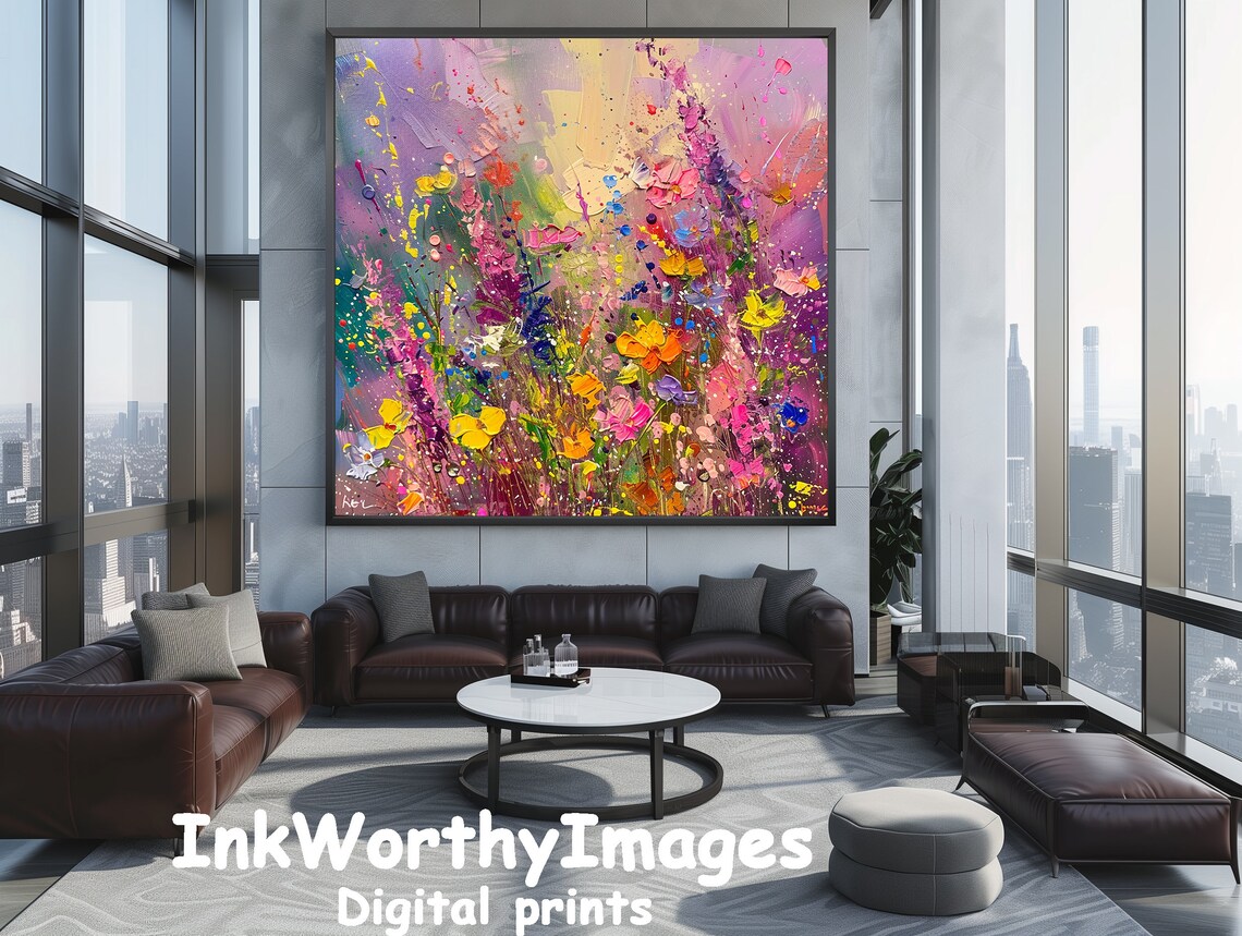 Flower Meadow Impressionistic Floral Artwork, Nature Decor - Image 2