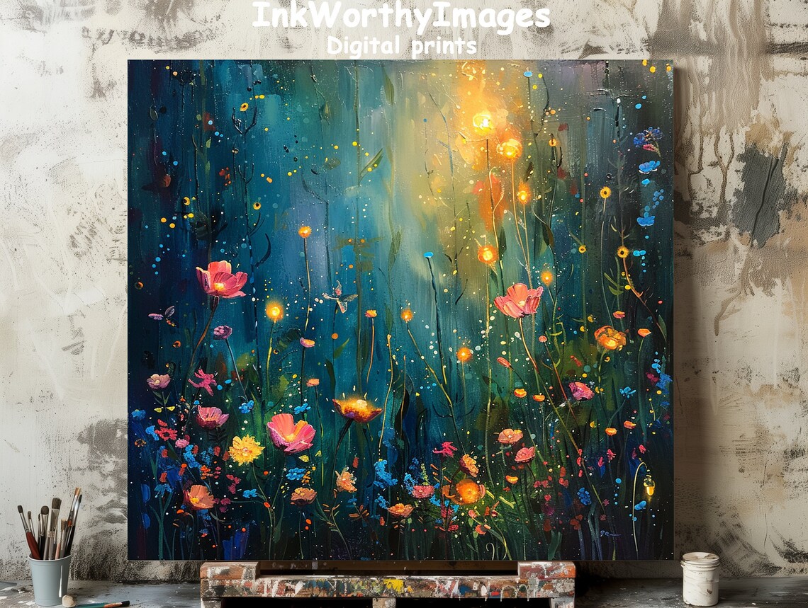 Enchanted Floral Meadow, Magical Garden Art Print