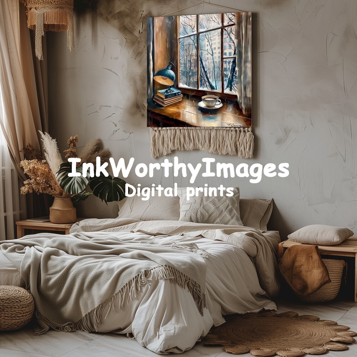 Cozy Winter Window, Snowy Day With Coffee Books - Image 4