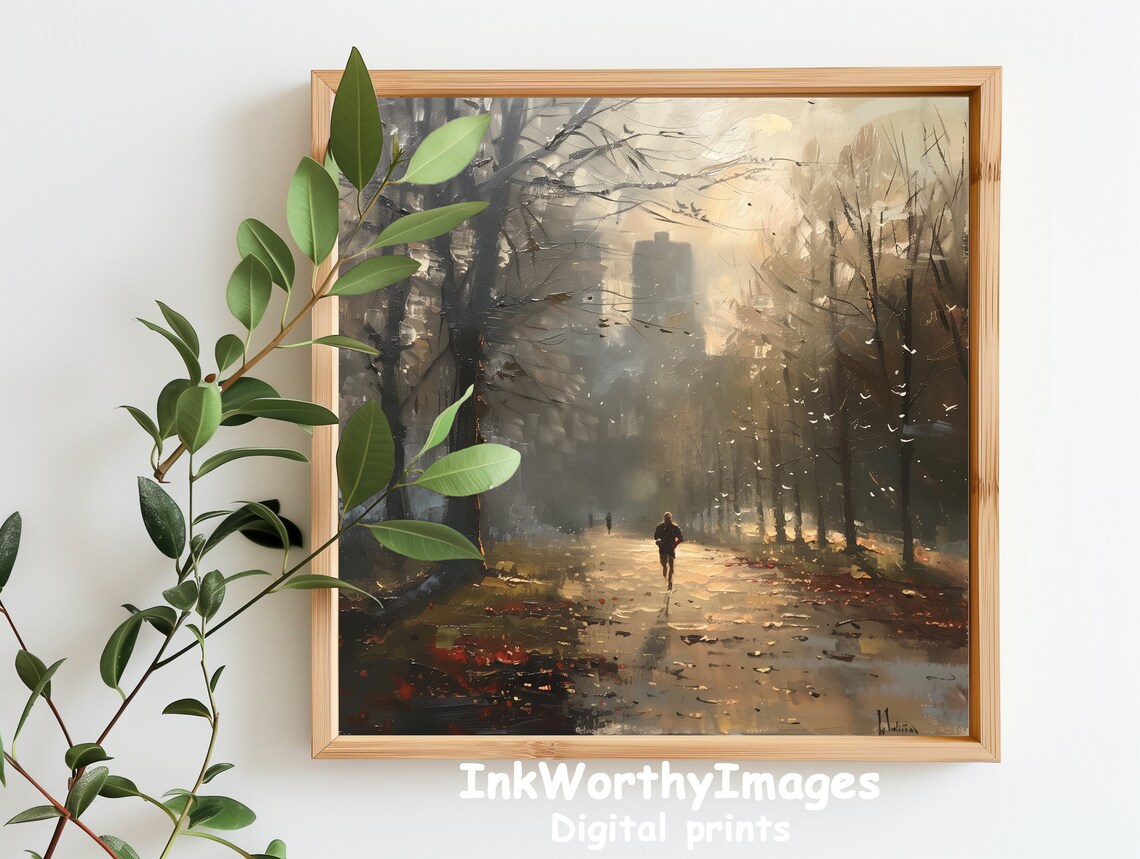 Morning Jog In The Park, Autumn Pathway Art - Image 4