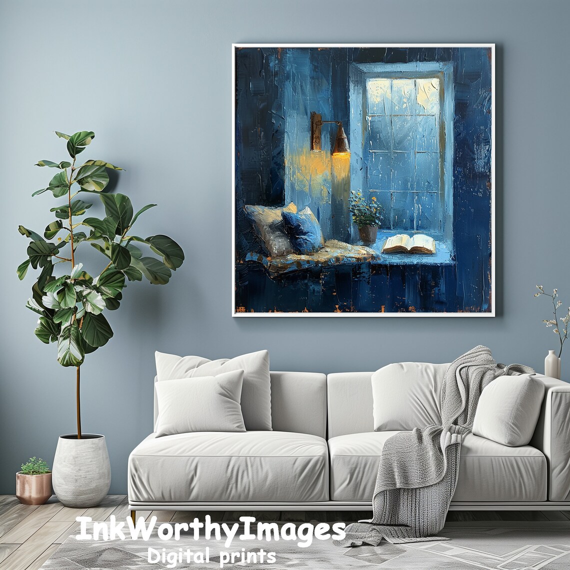 Cozy Reading Nook By Window, Interior Art Print - Image 3