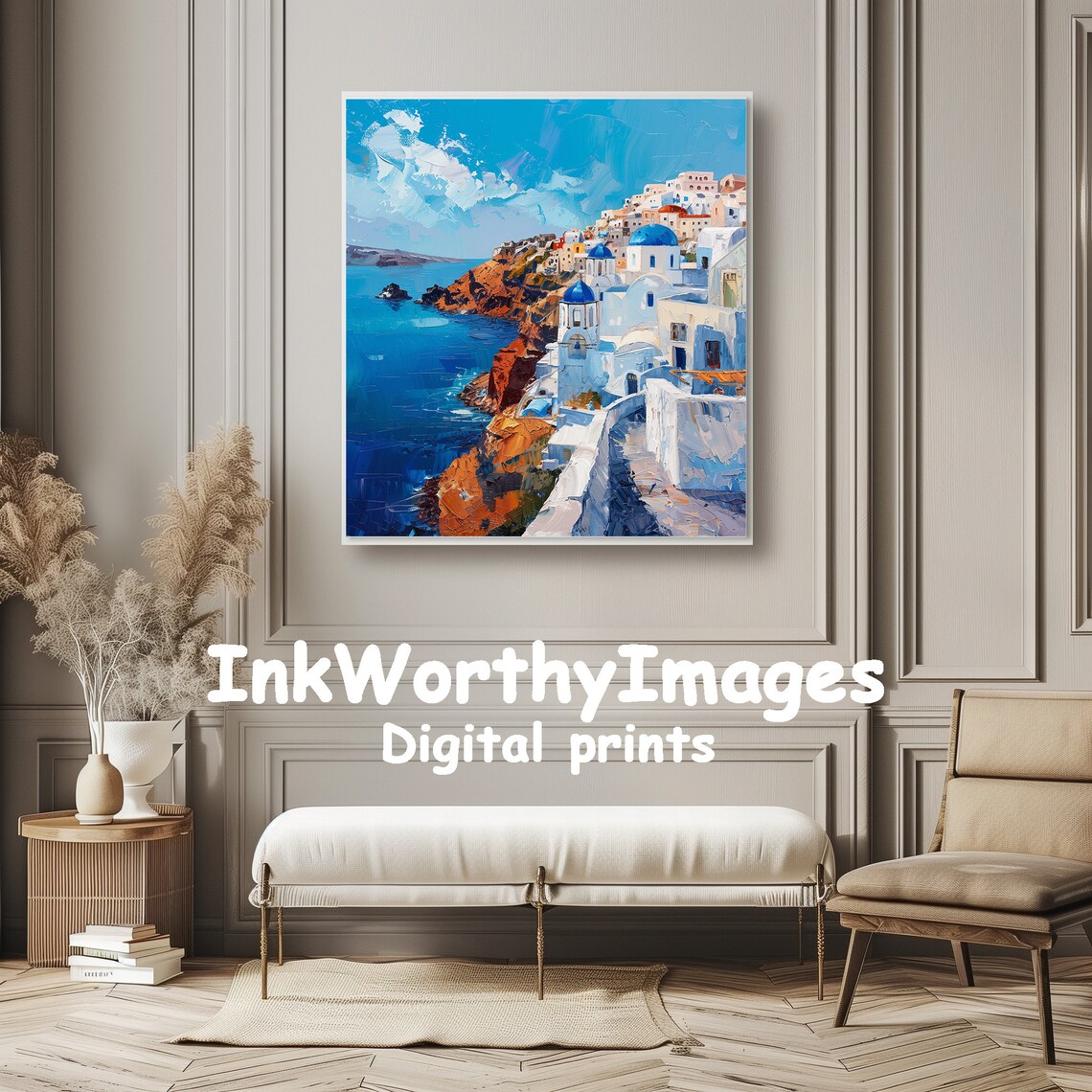 Santorini Coastline Travel Poster, Greek Island Scene - Image 6
