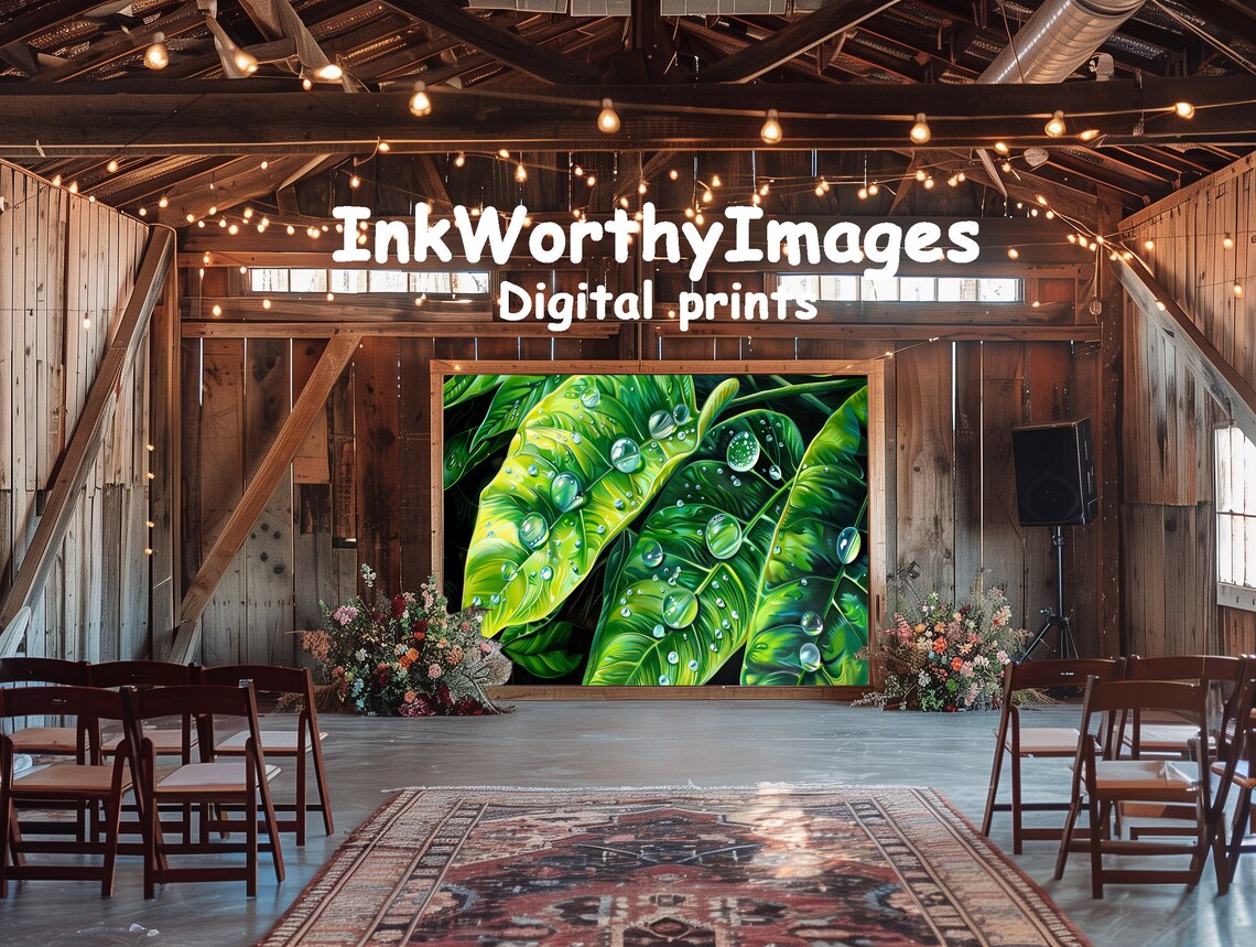 Dewy Leaves in Tropical Jungle, Impressionist Art Print - Image 6