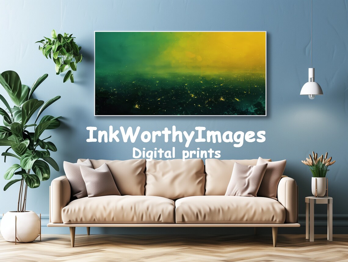 Emerald Cityscape At Dusk, Urban Nightscape - Image 4