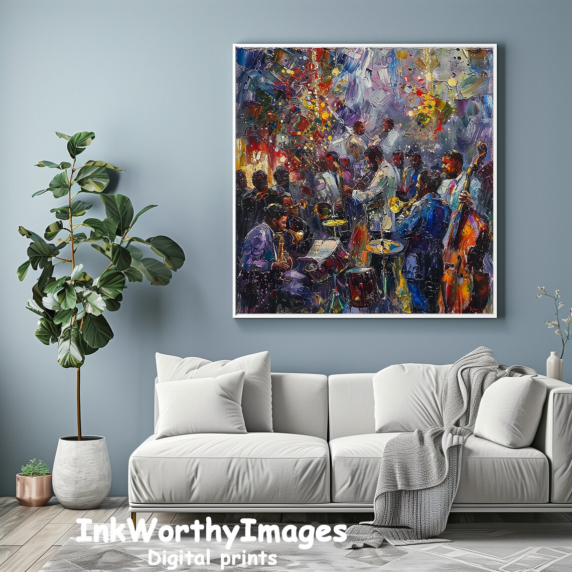 Jazz Band, Dynamic Musician Painting - Image 2