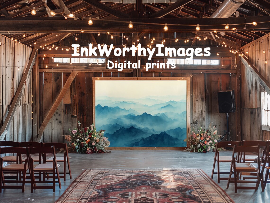 Misty Blue Mountains, Tranquil Mountain Range Scene - Image 6