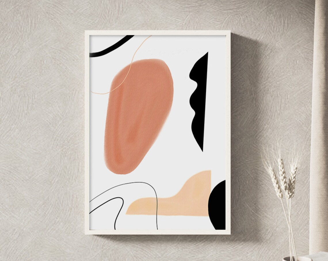 Terracotta and Black Abstract Art Modern Organic Shapes Poster - Image 3