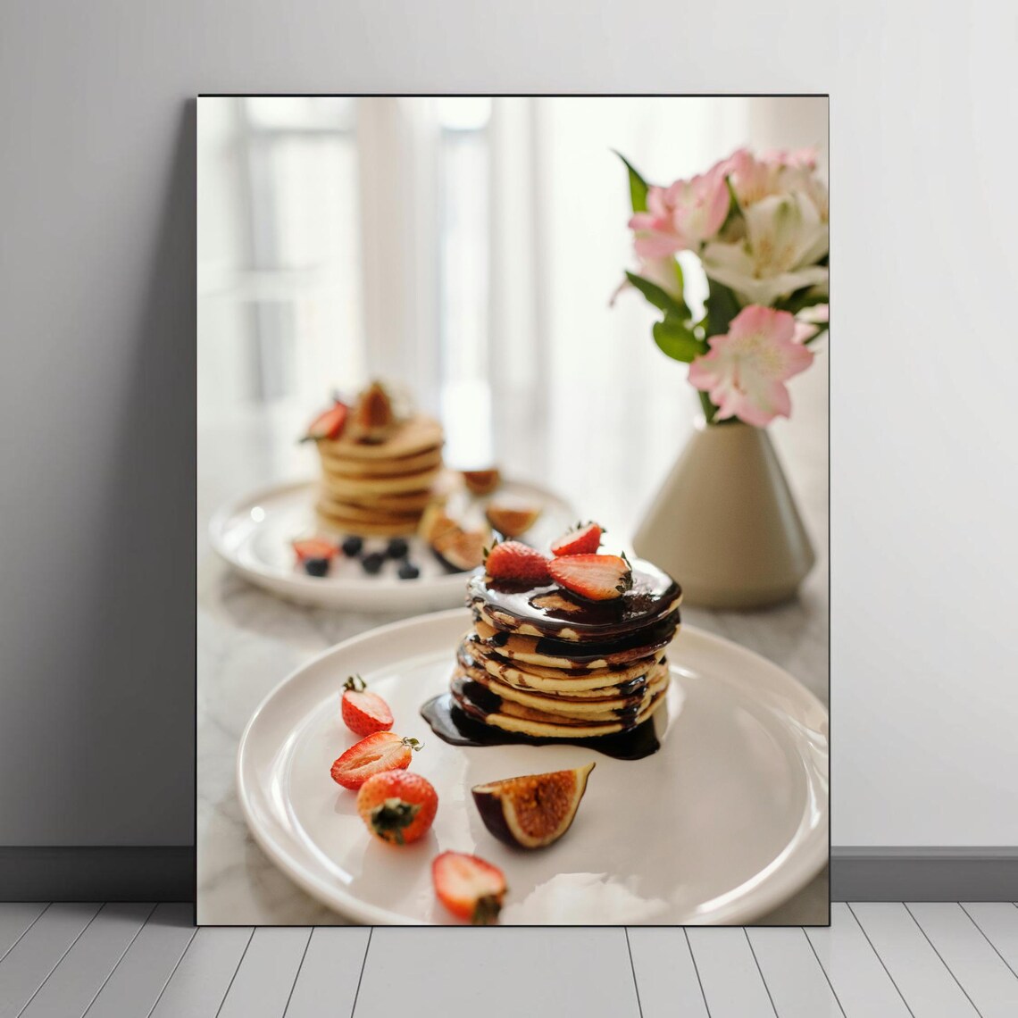 Elegant Pancakes With Chocolate Sauce, Fruit Art Print