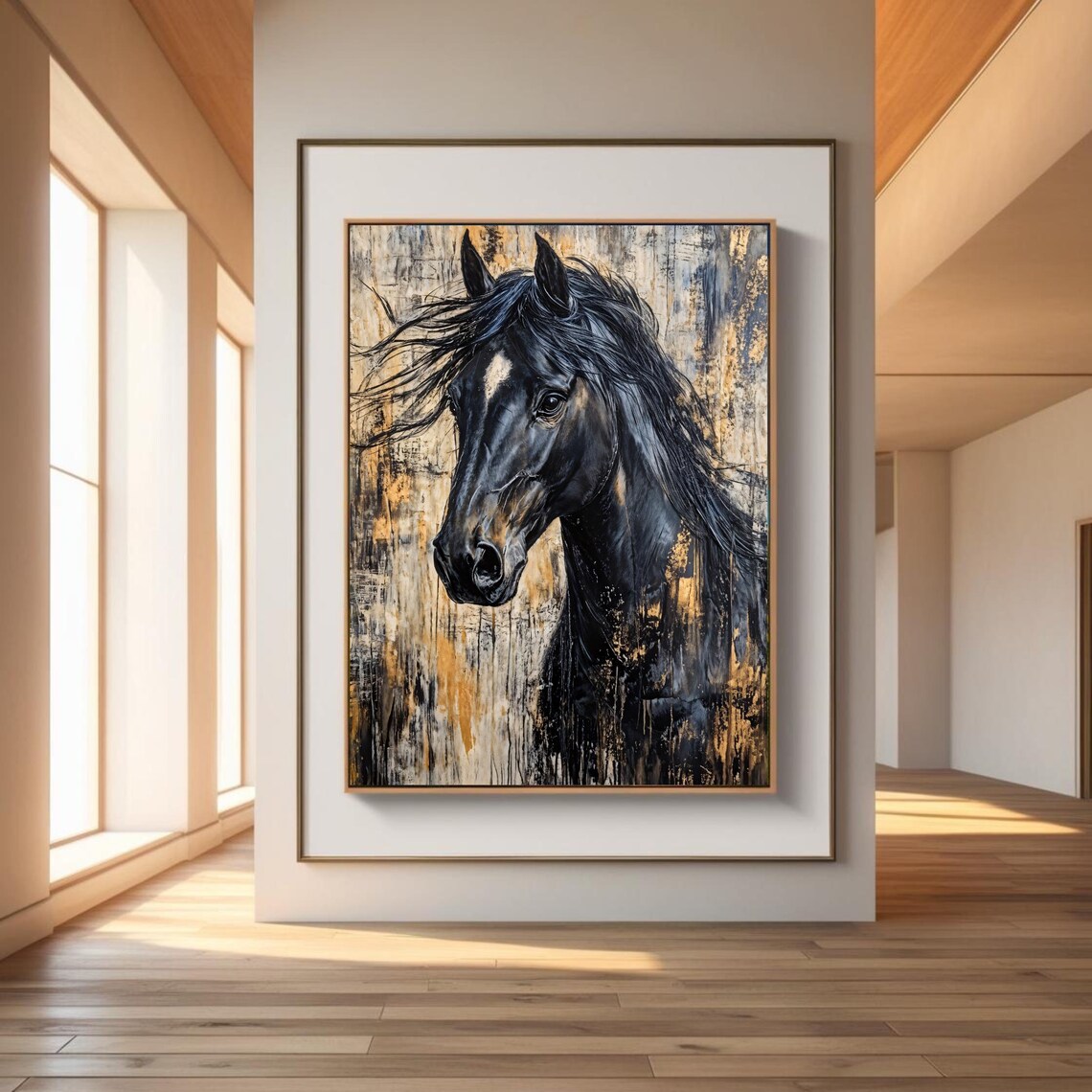 Wild Black Horse Painting, Modern Abstract Equine Art - Image 6