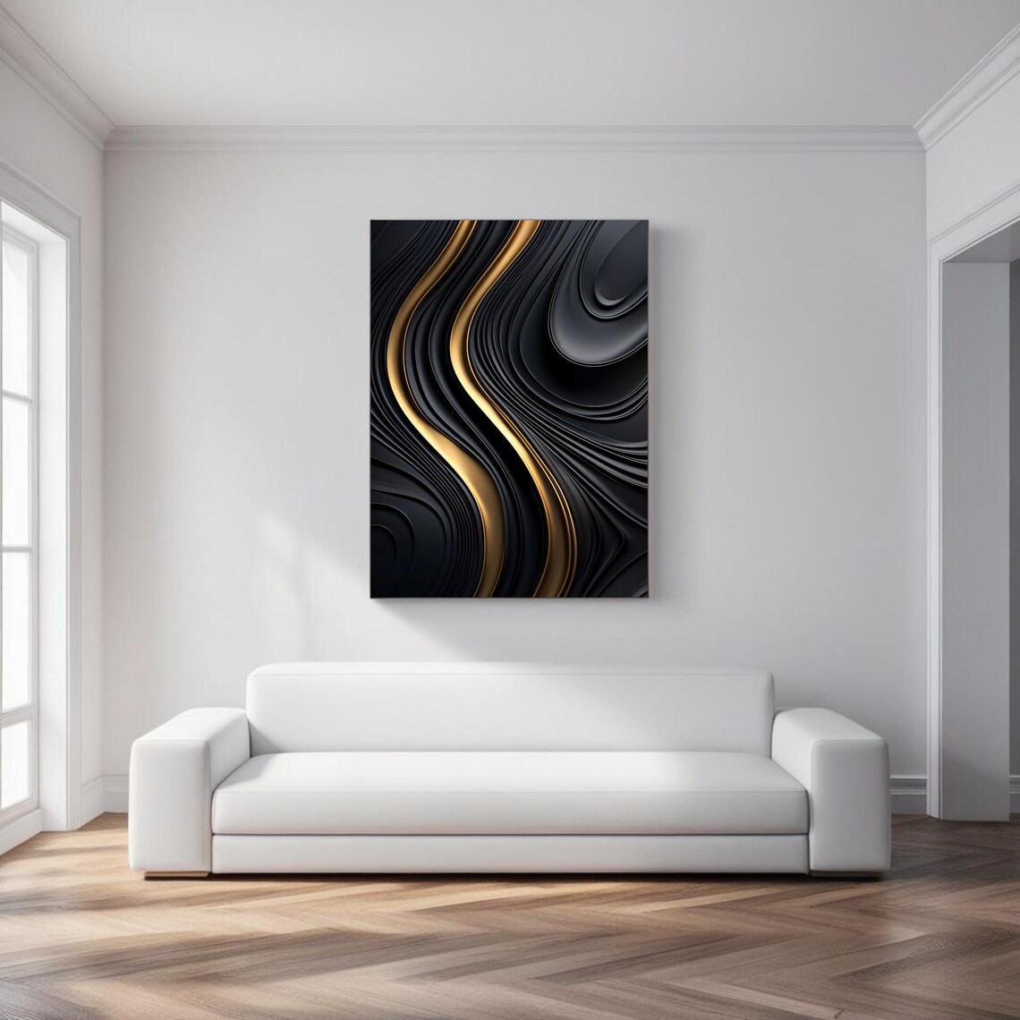 Luxury Black And Gold Abstract, Modern Artwork - Image 4