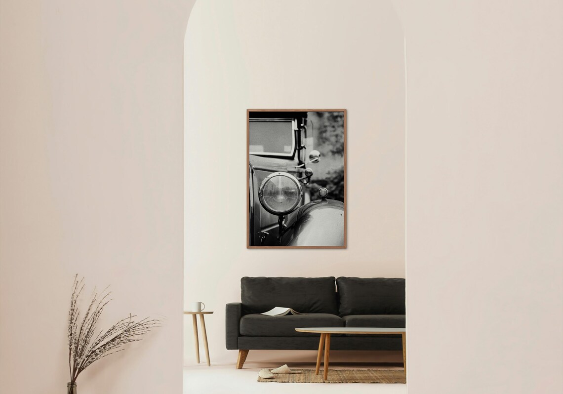 Vintage Car Close-Up, Classic Black And White Photography - Image 3