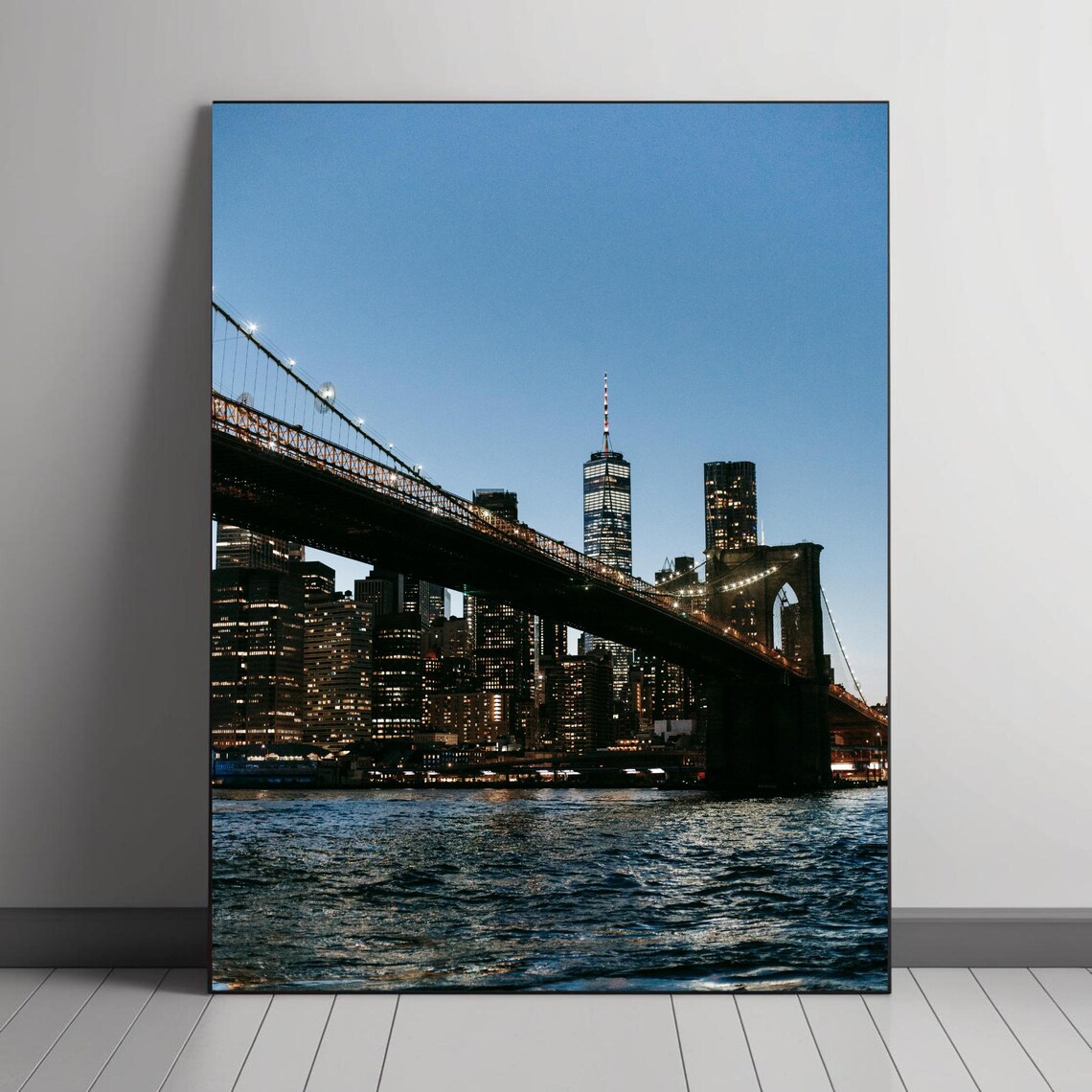 Brooklyn Bridge and New York City Skyline at Dusk