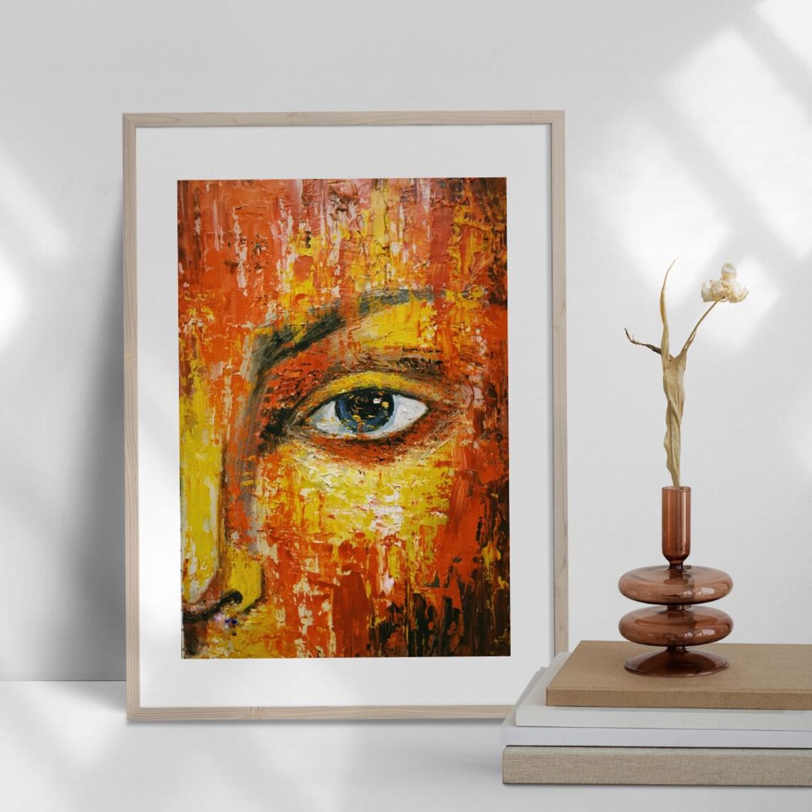 Fiery Gaze Abstract Painting, Bold Expressionism - Image 4