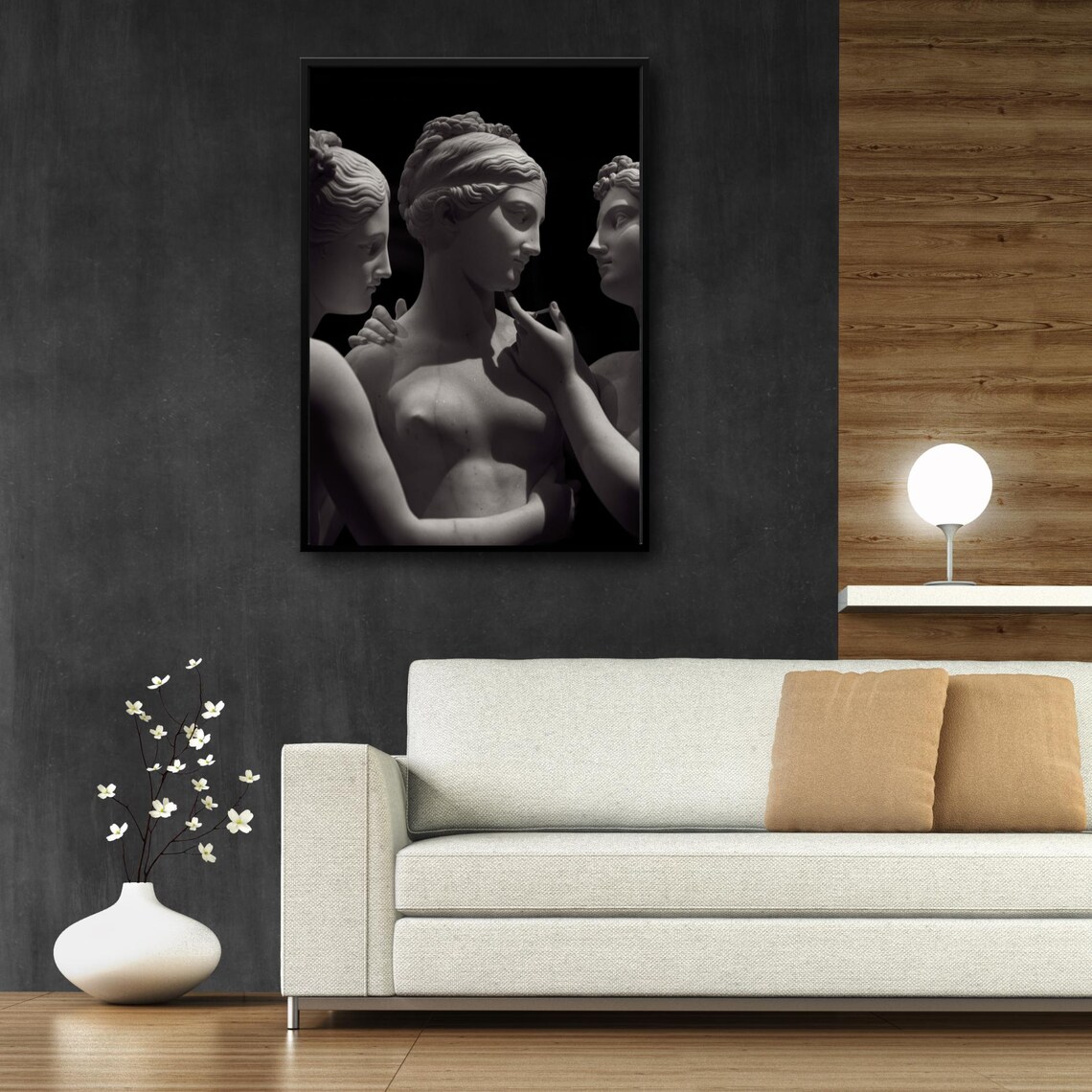 Elegant Trio Of Marble Statues, Sculpture Art Print - Image 6