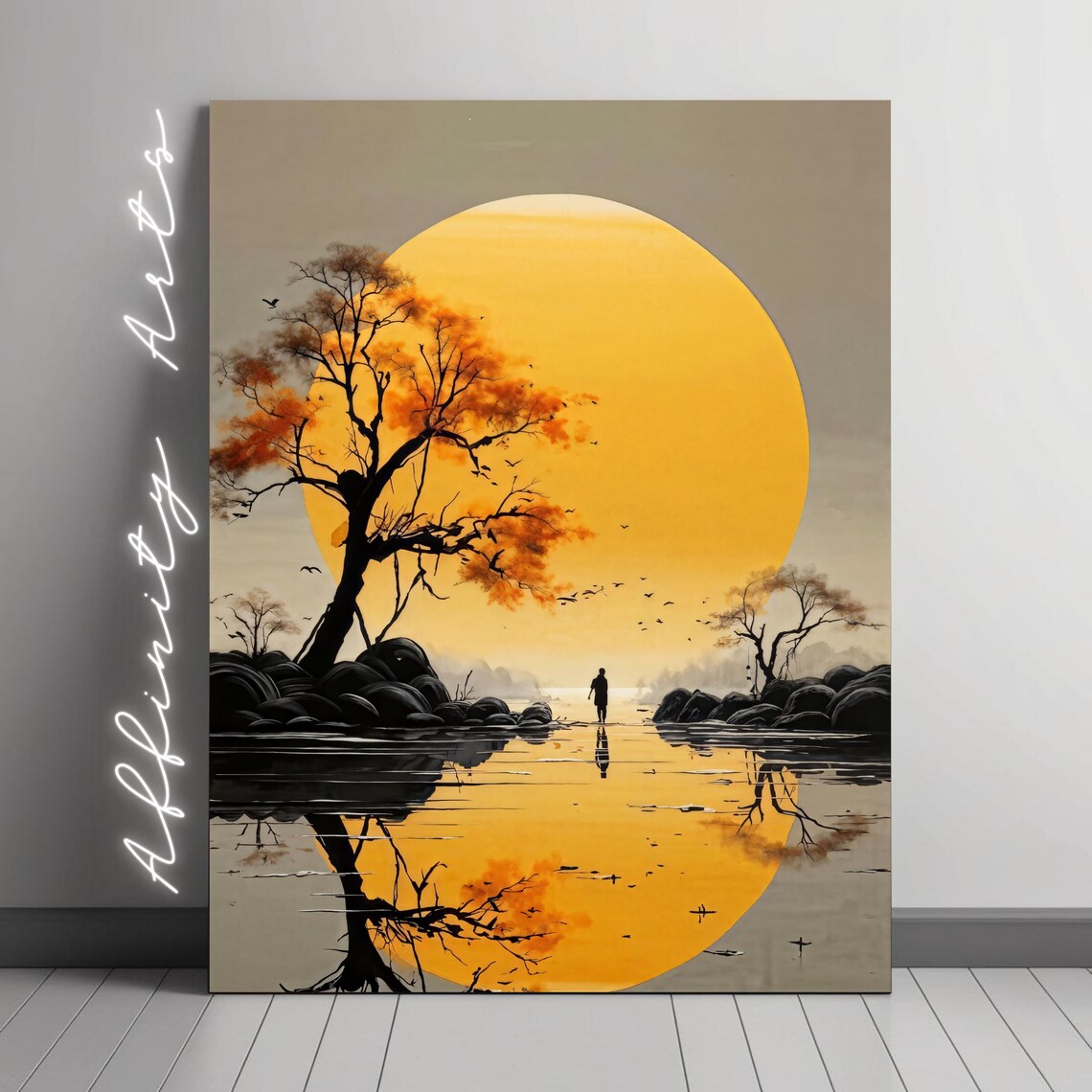 Solitary Wanderer, Minimalist Zen Landscape Art Print