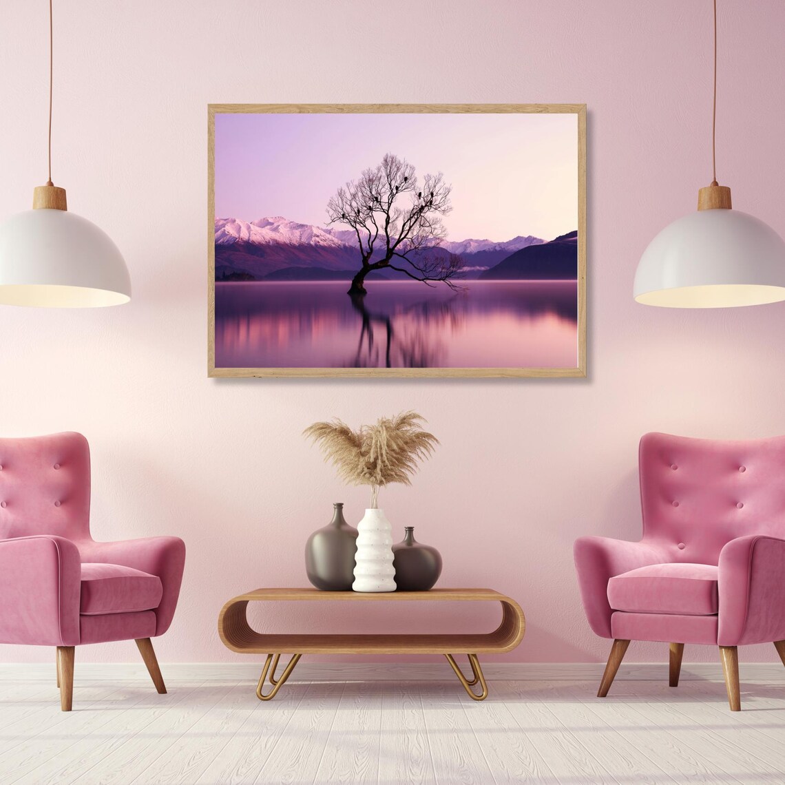 Serene Sunset Landscape With Lone Tree, Mountains - Image 3