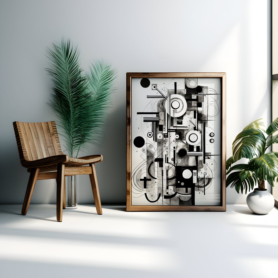 Black White Geometric Abstract Architecture Line Drawing Poster