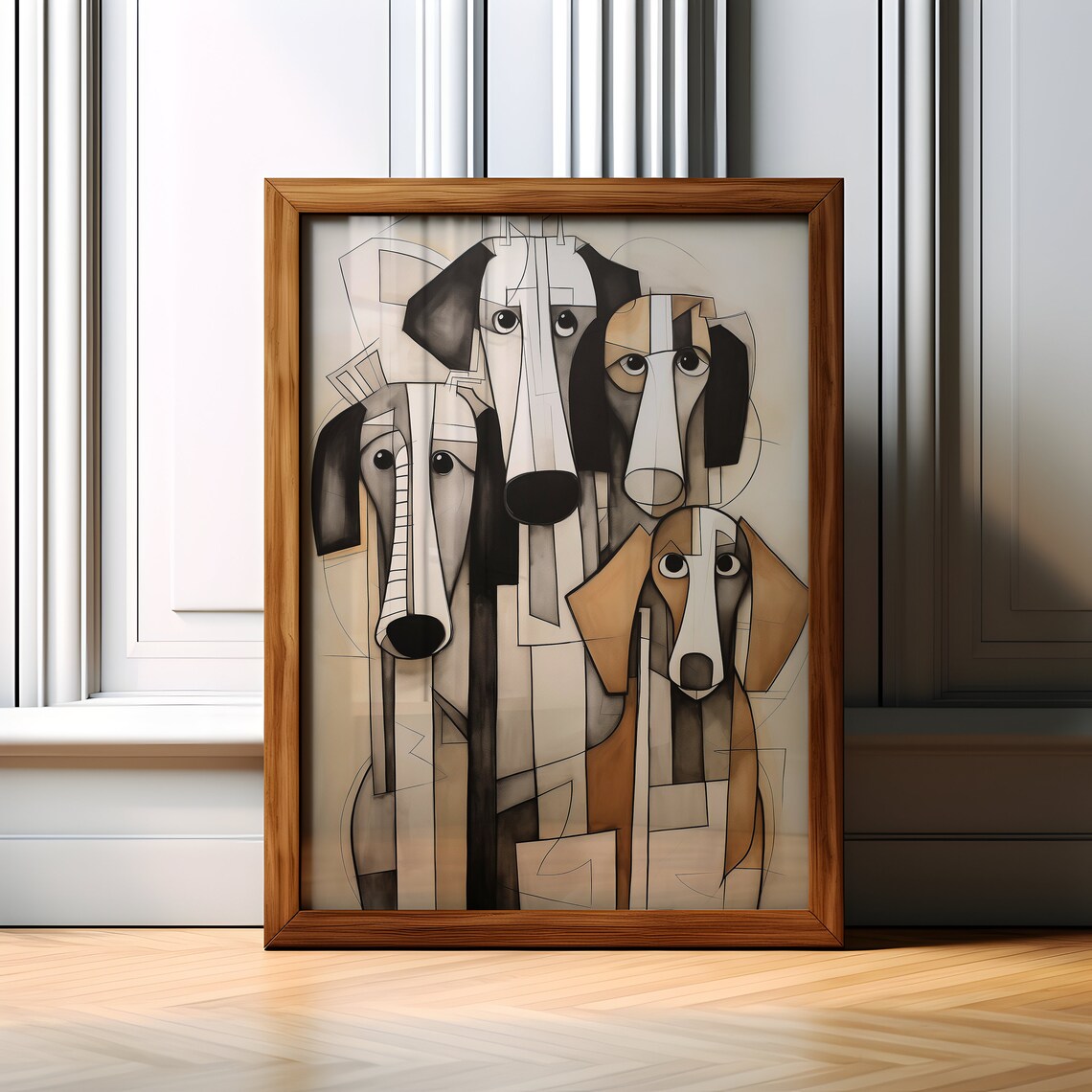 Dogs Minimalist Wall Art Print, Boho Dog Decor