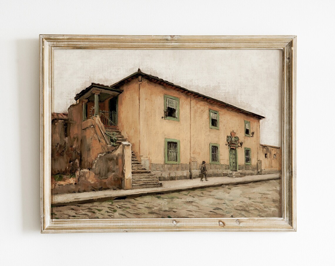 Vintage Brazil Painting, Sao Paolo Antique House Art Print