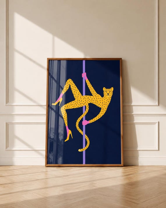 Funky Leopard Wall Art Retro Bar Decor Trendy Animal Print