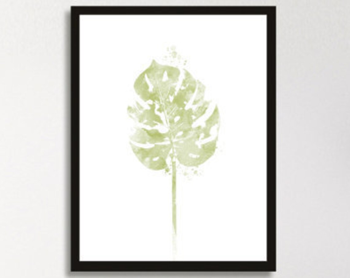 Philodendron Split Leaf Poster Tropical Minimalist Palm Leaves Botanical Modern Art