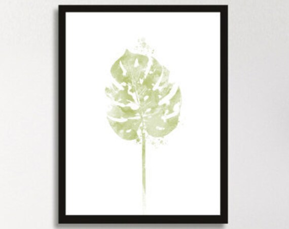 Philodendron Split Leaf Poster Tropical Minimalist Palm Leaves Botanical Modern Art