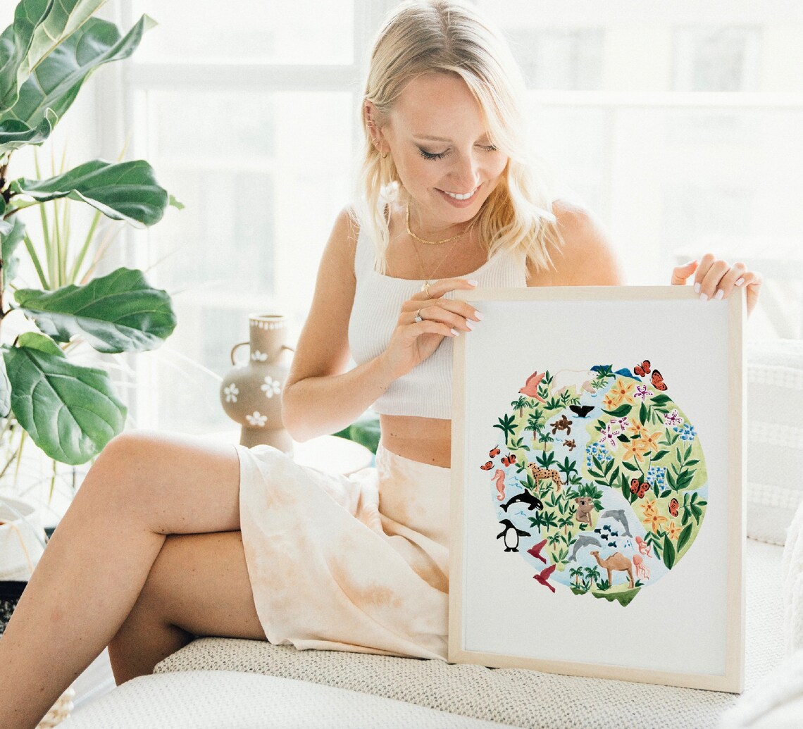 Earth Art Print, Botanical Nursery Wall Decor - Image 2