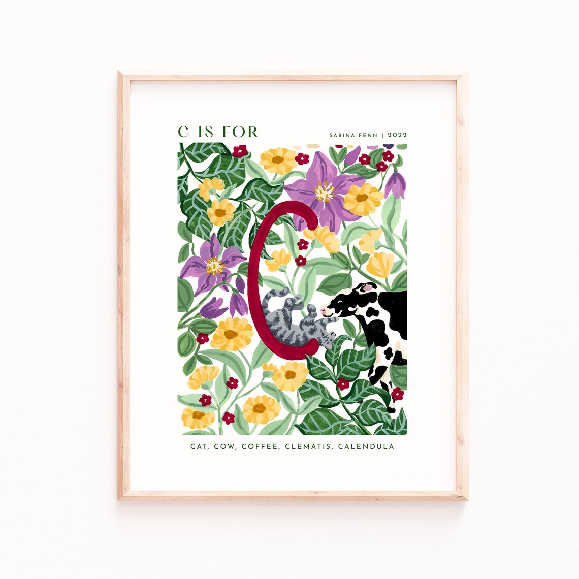 Monogram C Art Print, Nursery Alphabet Decor