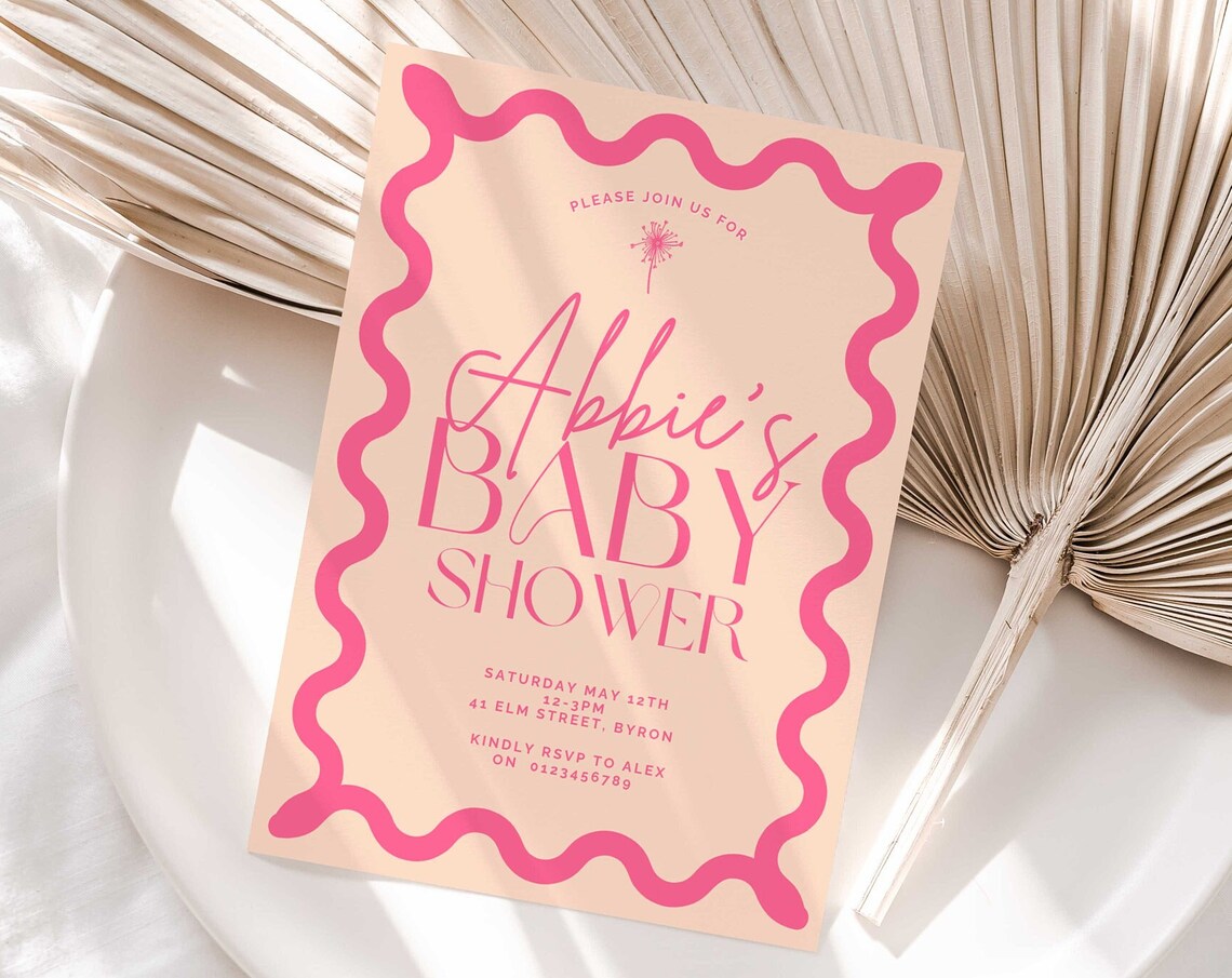 Wavy Baby Shower Invitation, Minimalist Wave Poster - Image 6