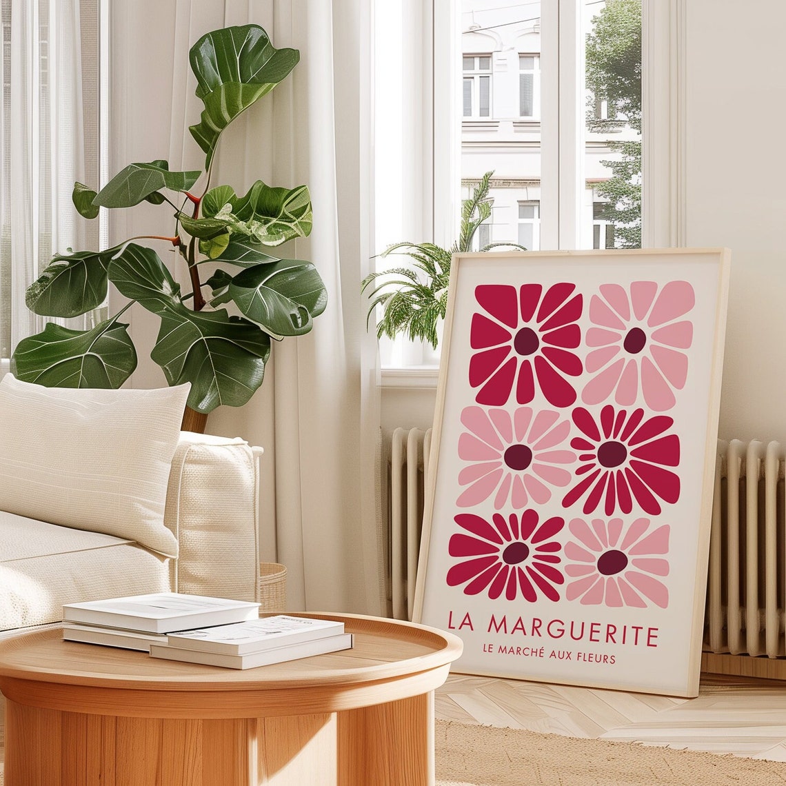 La Marguerite Red Pink Daisy Flower Market Botanical Exhibition Poster - Image 4